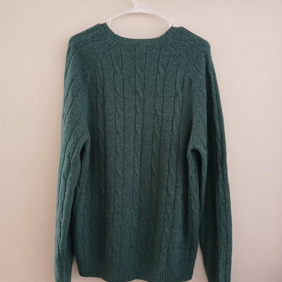 Brooks Brothers Wool Cable Knit Green Mens Large Preppy Ivy League Classic Cozy - Picture 7 of 7